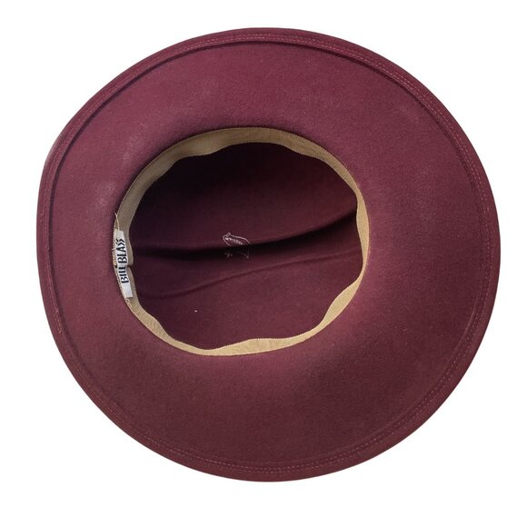 Bill Blass Burgundy Wool Unisex Wide Brim Hat Unique Dome Design Large - Picture 9 of 12